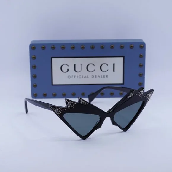 Gucci GG1371S 003 Cat Eye Sunglasses - Shiny Black with White Stones/Grey GUCCI | GG1371S 003 | CAT EYE SUNGLASSES | HOLLYWOOD FOREVER  main image 3